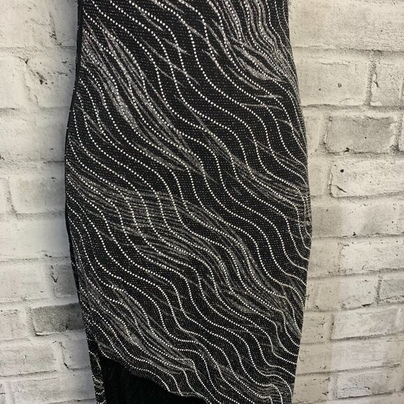 Vintage 90s Y2K One Shoulder Asymmetric High Low Hem Metallic Maxi Dress - Picture 3 of 16